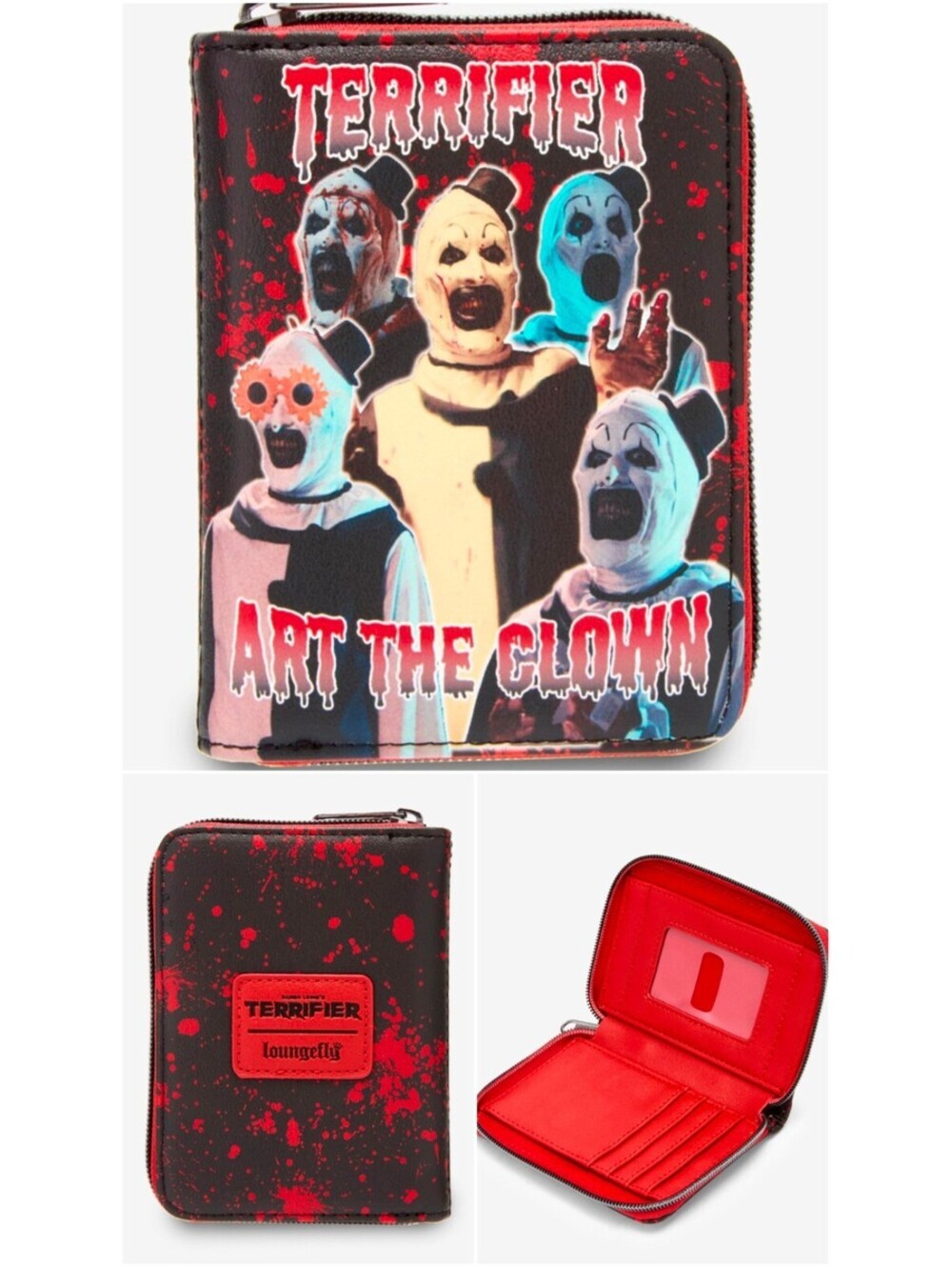 Loungefly Halloween Horror Terrifier Art the Clown Wallet Zipper Red Black New